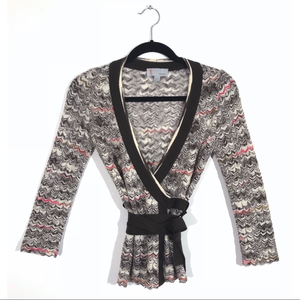 M Missoni zig zag knit wrap sweater 40 IT 2 US XS